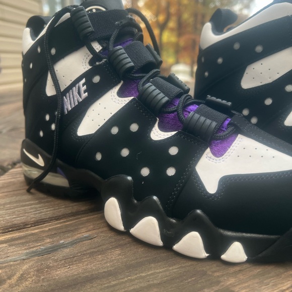 Nike Kids Black and Purple High-Top Sneakers - Picture 2 of 4